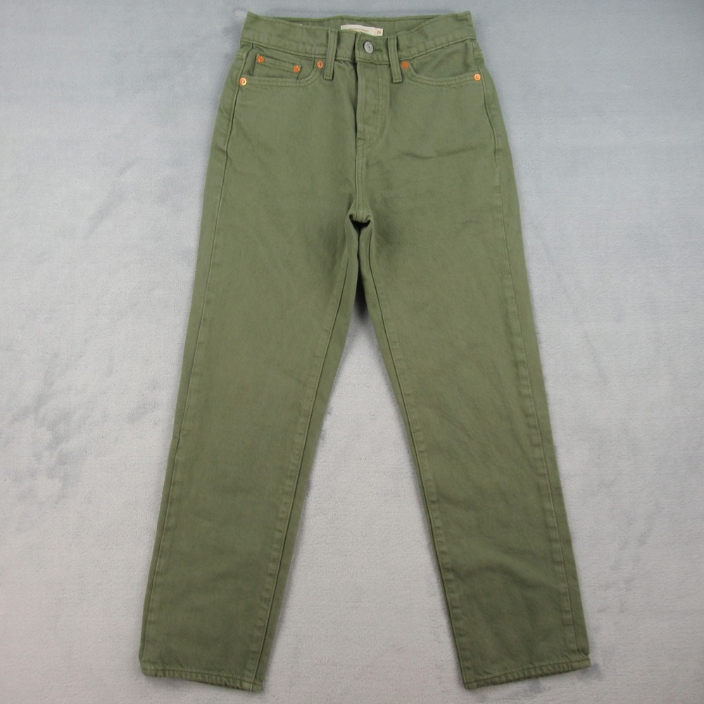Levis Wedgie Straight Womens 26 Green High Rise Button Fly Jeans 34964-0212